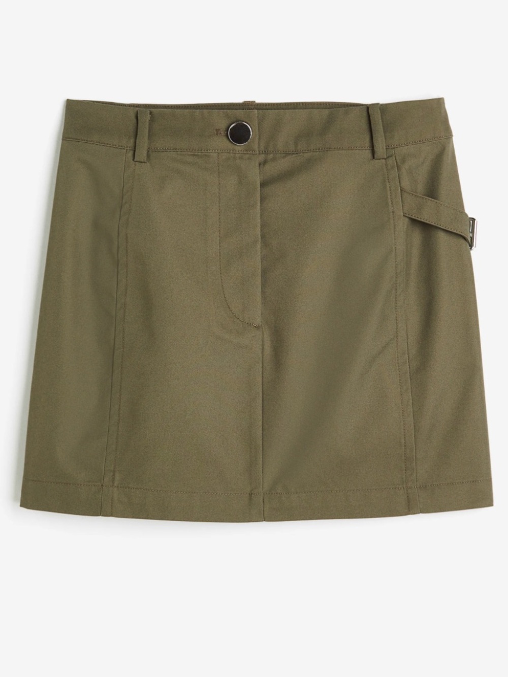 H&M Olive Green Mini Skirt Size 10 Utility Style Belt Detail NWT